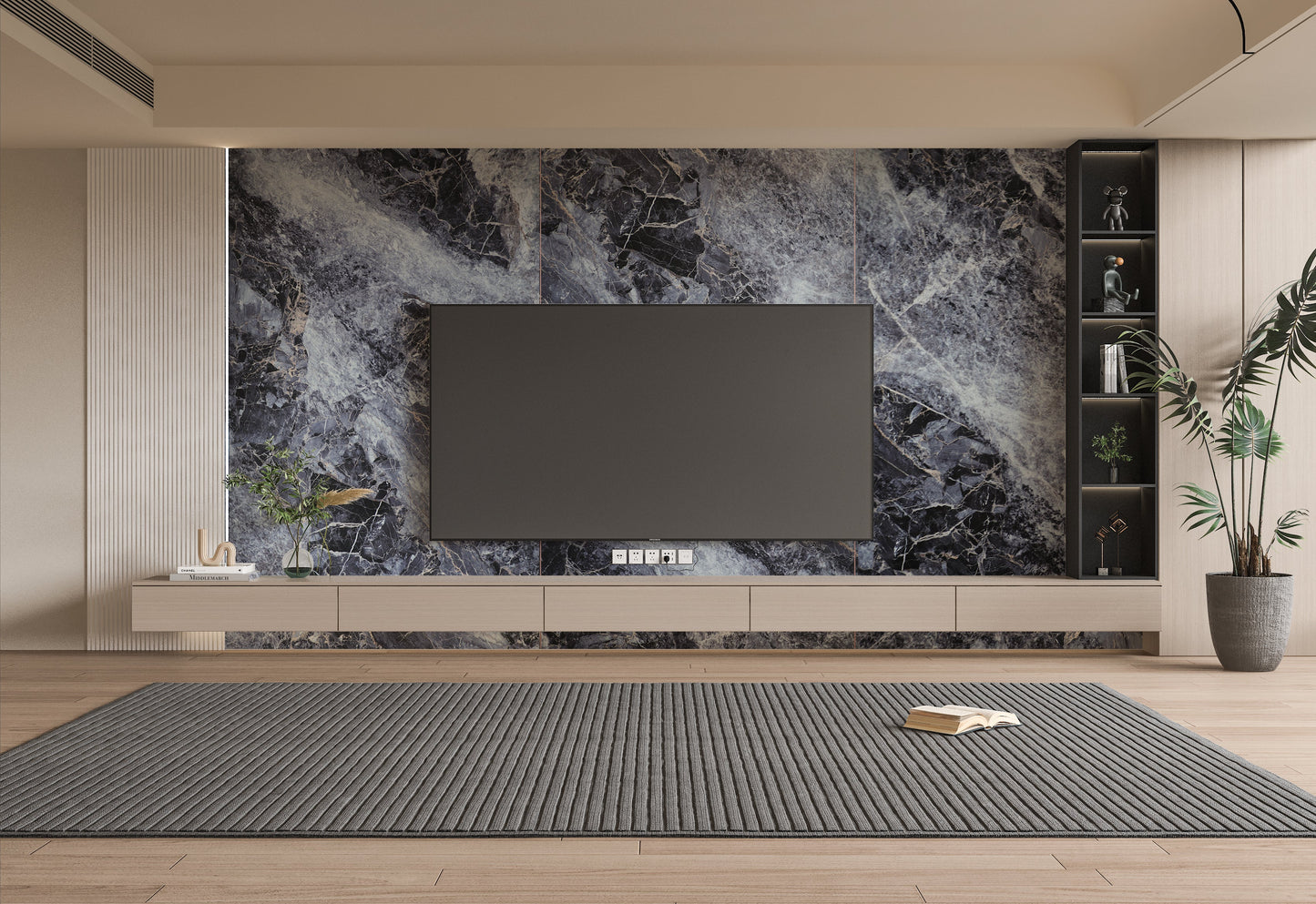Waterproof black marble panel
