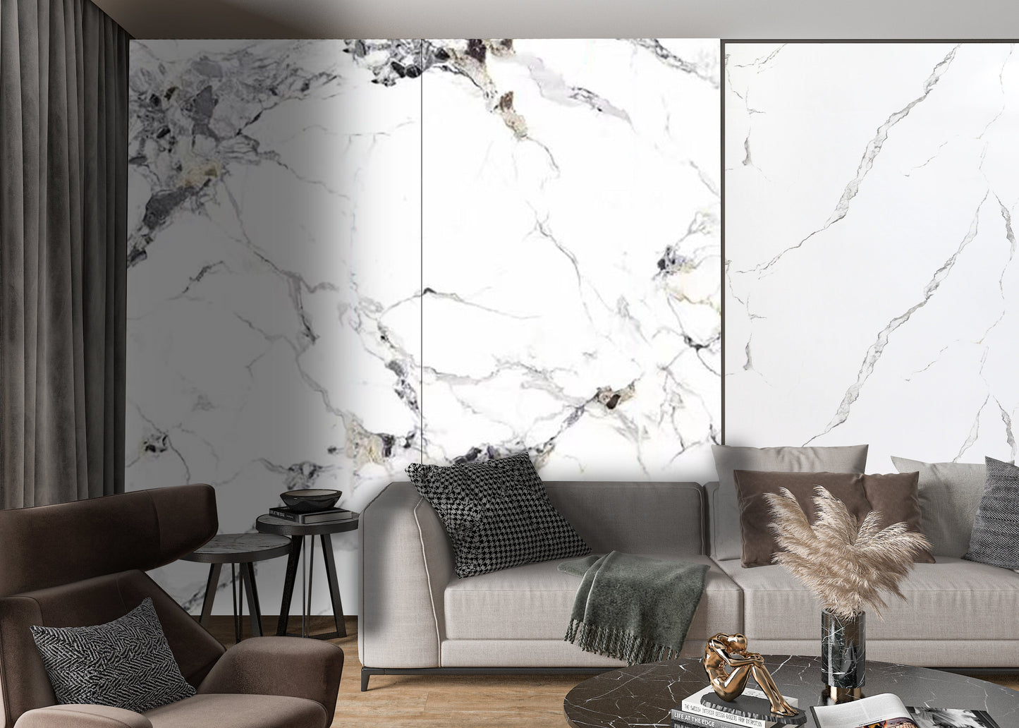Glacier Vein Luxury Marble Veneer Wall Panels - Seamless Connection