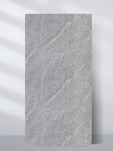 Full 4 x 8 ft ash gray marble-look PVC wall panel with fine white veining