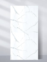 Upright 4 x 8 ft White Gray Pearl Marble PVC wall panel with fine gray veining