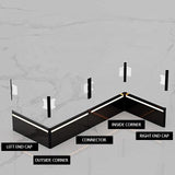 Aluminum LED skirting baseboard channel system, 3.3ft, 4-inch height, surface-mounted black trim with LED and end caps