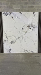 Glacier Vein luxury marble veneer wall panels with seamless connection installed on modern interior wall