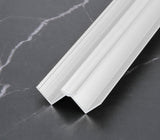 White 3mm aluminum inside corner trim profile on a dark marble surface