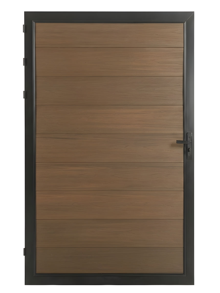 WPC fence gate single walnut color 4x6 ft outdoor composite gate modern design