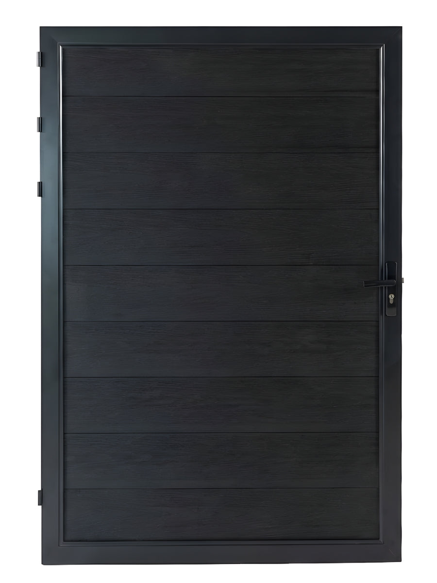 WPC fence gate single black color 4x6 ft outdoor composite gate modern design