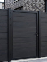 WPC single fence gate black color 4x6 ft low maintenance exterior gate