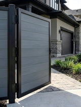 Outdoor WPC fence gate single light gray color 4x6 ft durable composite gate