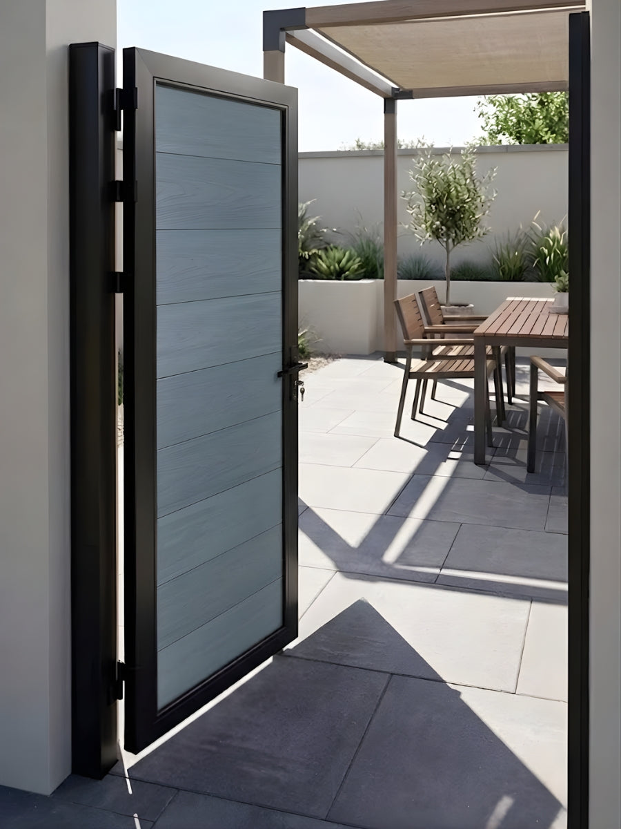Modern WPC fence gate single 4x6 feet light gray color for backyard fencing